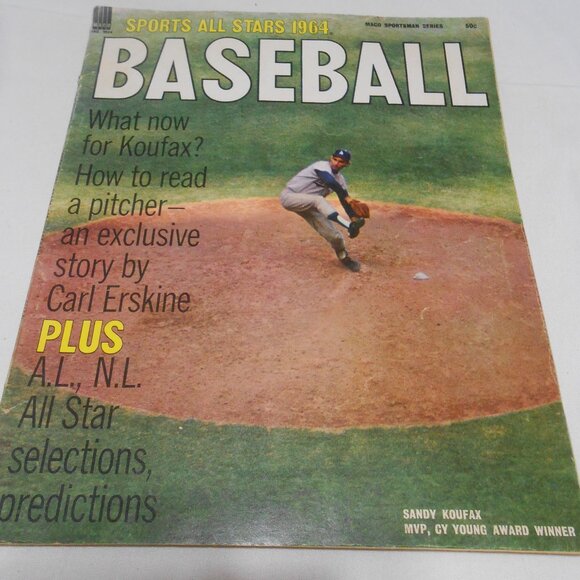 VTG MACO SPORTSMAN SERIES SPORTS ALL STAR 1964 BASEBALL MAGAZINE SANDY KOUFAX ⚾ - Picture 3 of 9